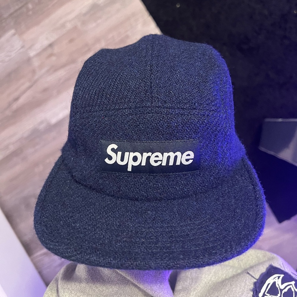 Supreme Featherweight Wool Camp Box Logo Cap (FW17) Navy